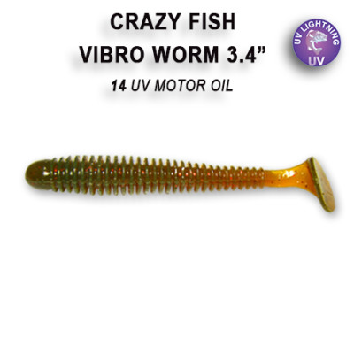 Приманка Vibro Worm 3,4" (85mm) 12-85-14-6 кальмар, 5 шт