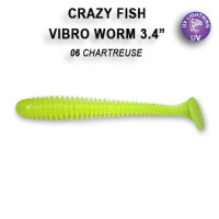 Приманка Vibro Worm 3,4" (85mm) 12-85-6-6F кальмар, плаваючий, 5 шт