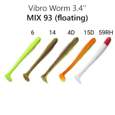 Приманка Vibro Worm 3,4" (85mm) 12-85-M93-6F кальмар, плаваючий, 5 шт