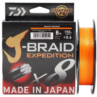 Шнур Daiwa J-BRAID Expedition Smash Orange #1/ 0.135mm, 8,4kg, 150m  